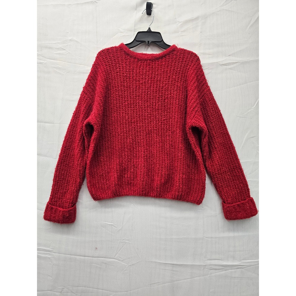 Wild Fable Red Fuzzy Alpaca Blend Crewneck Sweater Womens Small F16816169 New
